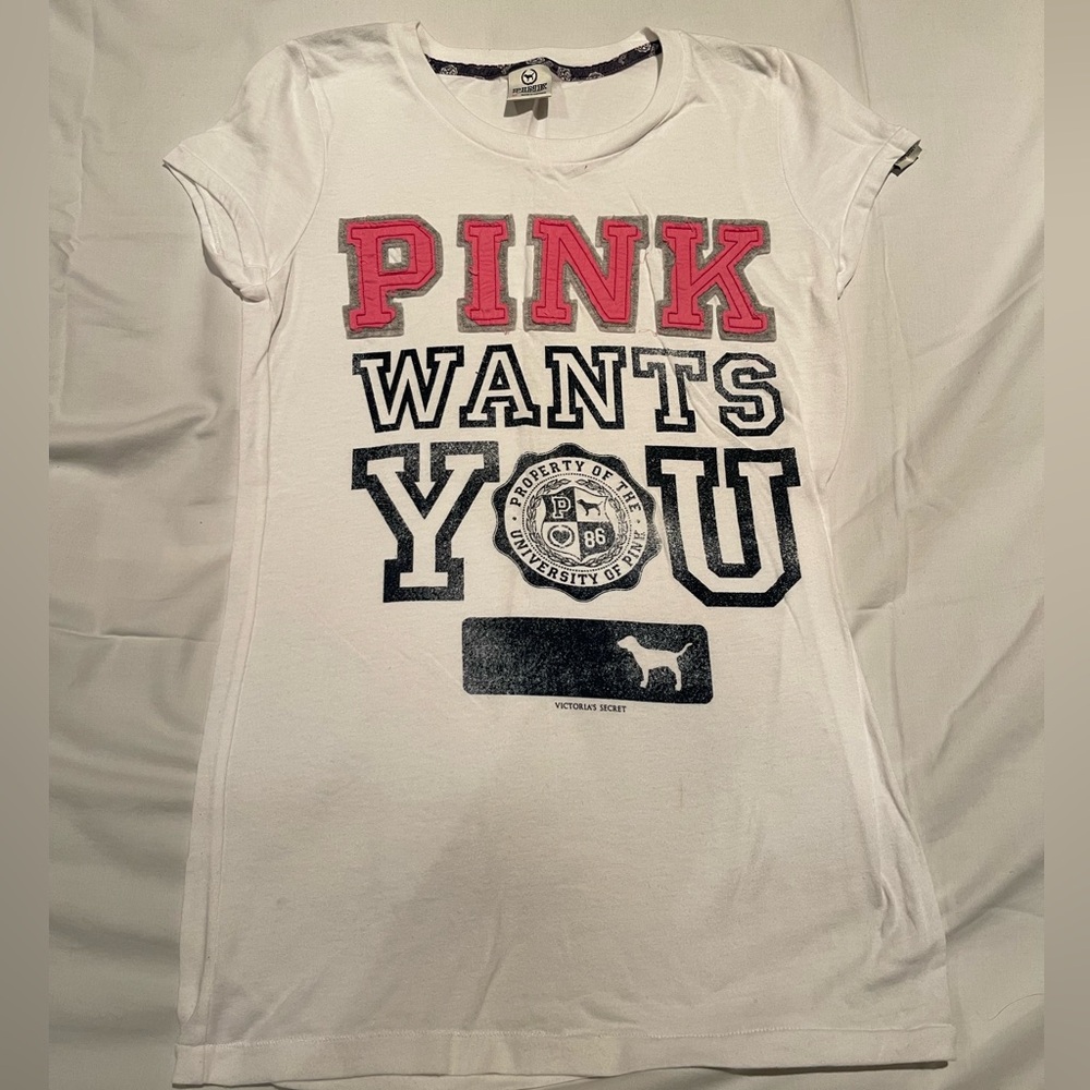Pink Shirt 
White
Size Medium
Moderate Condition